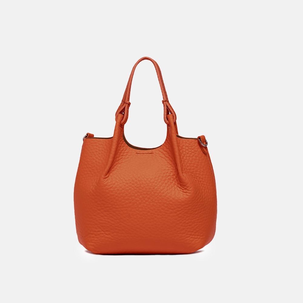 orange leather dua tote bag, made in Italy by Gianni Chiarini