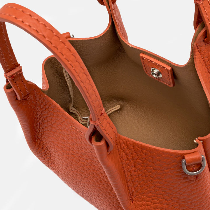 orange leather dua tote bag, made in Italy by Gianni Chiarini