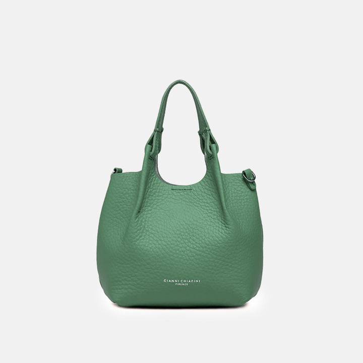 Dusty Mint Leather Dua Tote Bag made in Italy by Gianni Chiarini