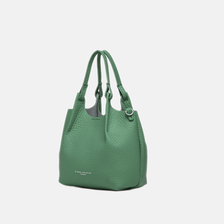 Dusty Mint Leather Dua Tote Bag made in Italy by Gianni Chiarini