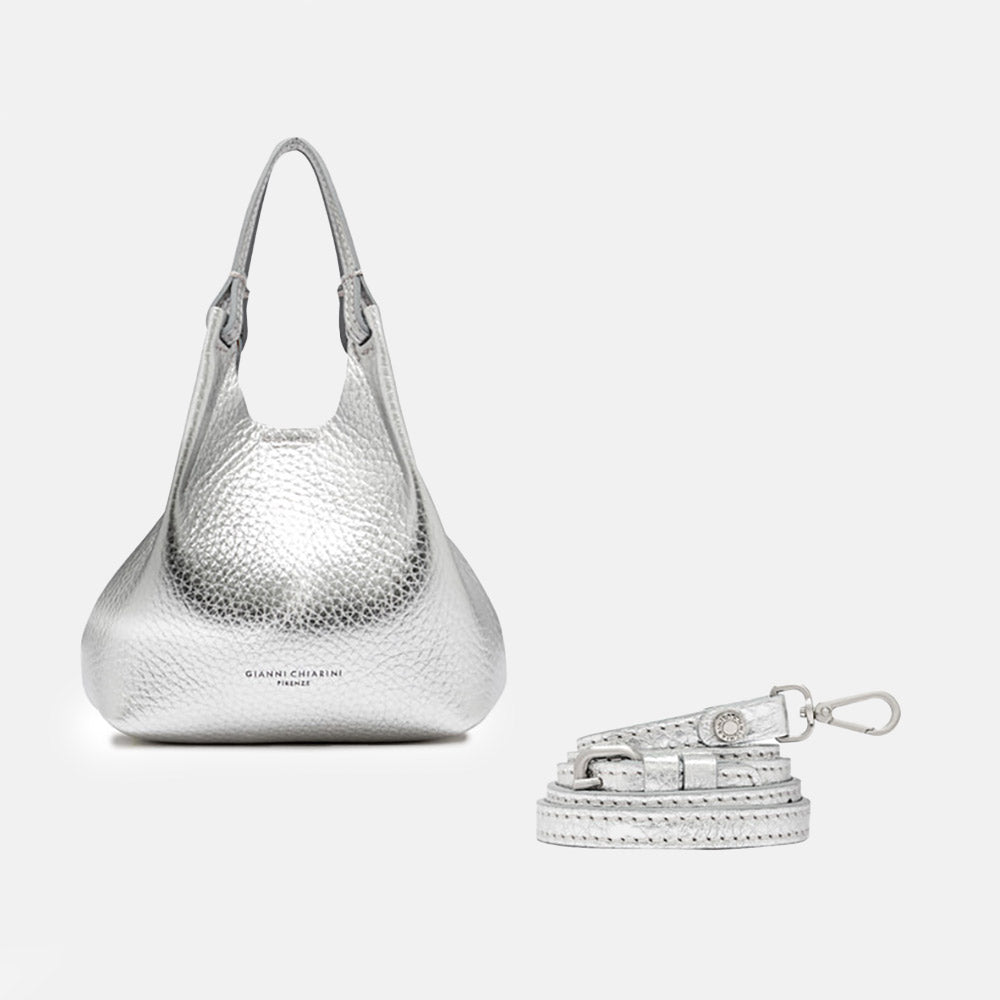 Silver Leather Dua Tote Bag made in Italy by Gianni Chiarini