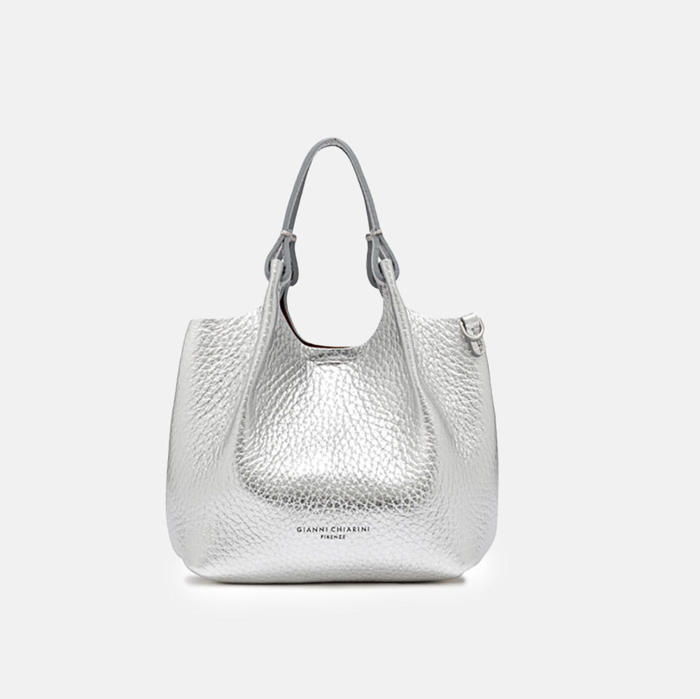 Silver Leather Dua Tote Bag made in Italy by Gianni Chiarini