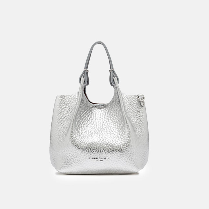 Silver Leather Dua Tote Bag made in Italy by Gianni Chiarini