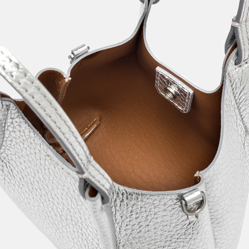 Silver Leather Dua Tote Bag made in Italy by Gianni Chiarini