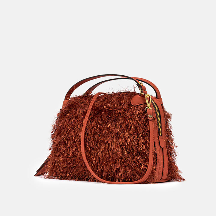 Orange Fringe Large Alifa Bag made in Italy by Gianni Chiarini