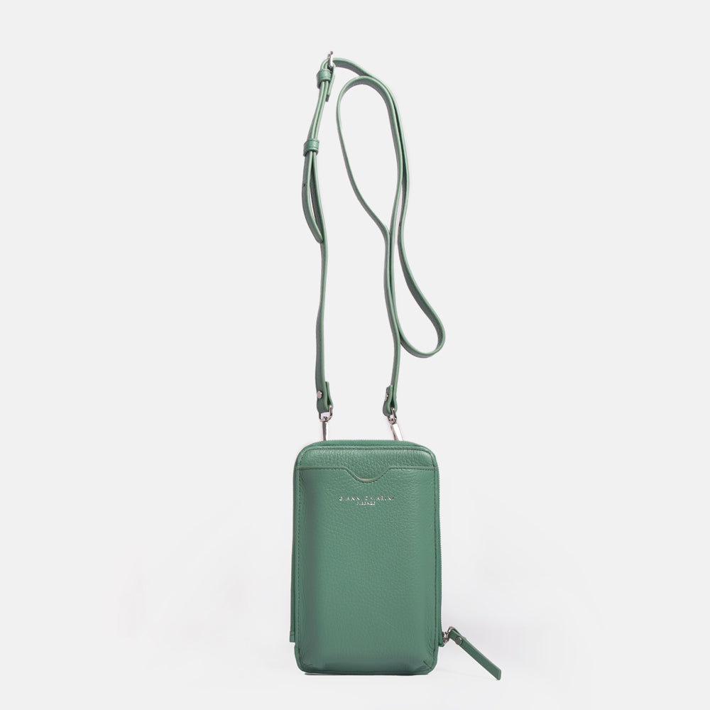 Mint Green Leather Dollaro Phone Bag, made in Italy by Gianni Chiarini