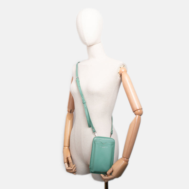 Mint Green Leather Dollaro Phone Bag, made in Italy by Gianni Chiarini