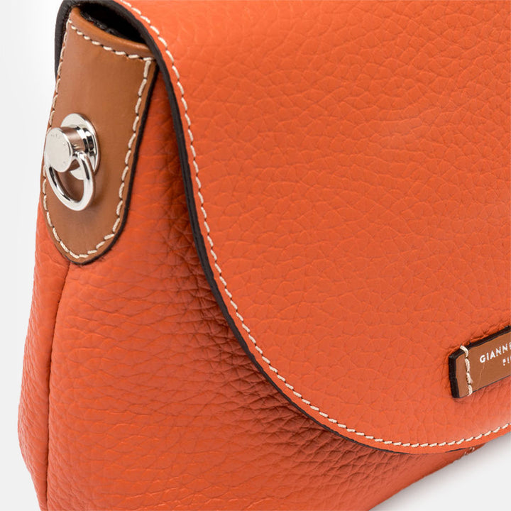 Orange Leather Alessandra Crossbody Bag, made in Italy by Gianni Chiarini