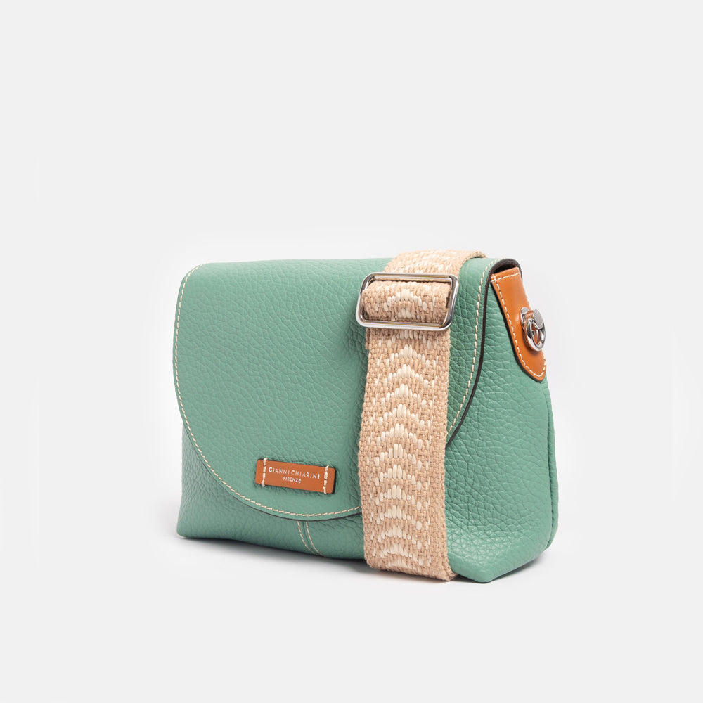 Mint Green Leather Alessandra Crossbody Bag, made in Italy by Gianni Chiarini