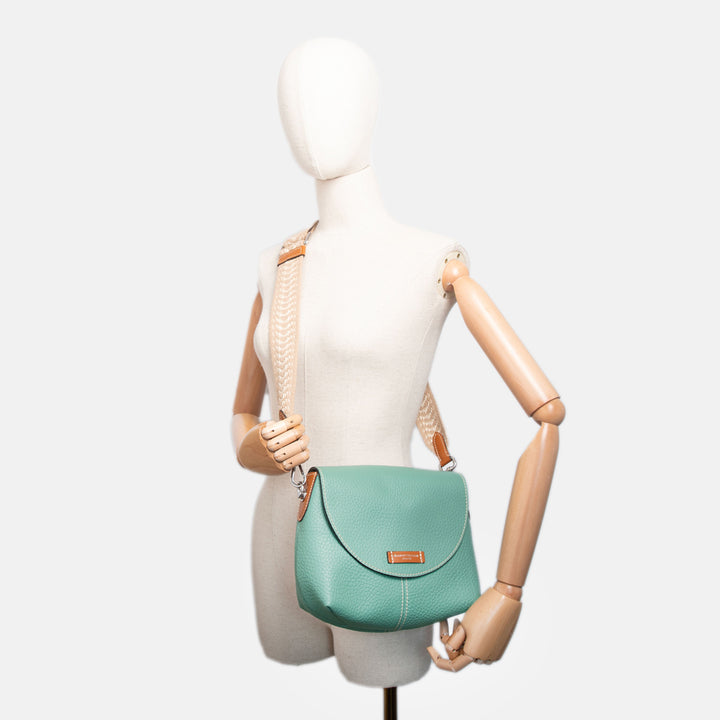 Mint Green Leather Alessandra Crossbody Bag, made in Italy by Gianni Chiarini