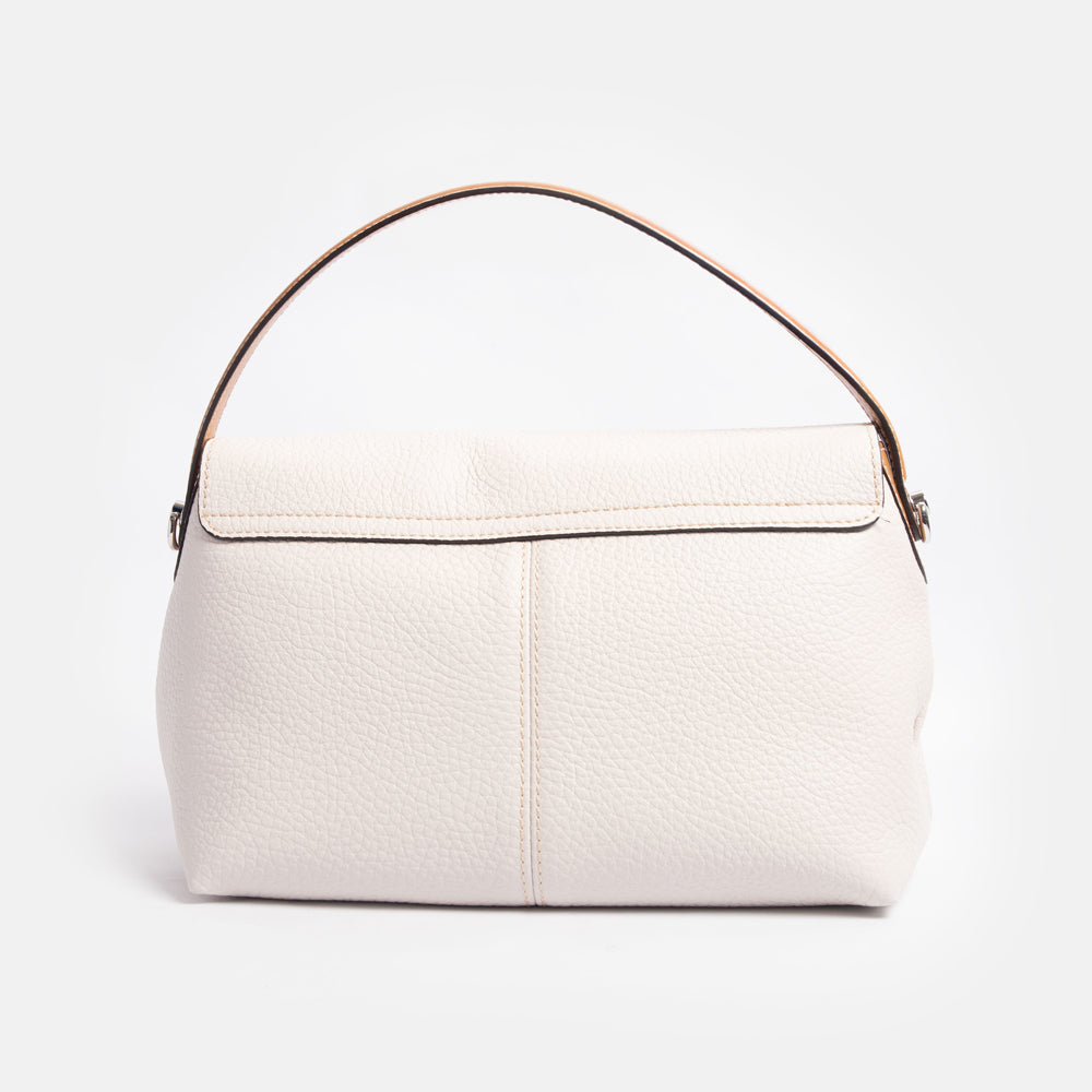 Marble White Leather Alessandra Shoulder Bag, made in Italy by Gianni Chiarini