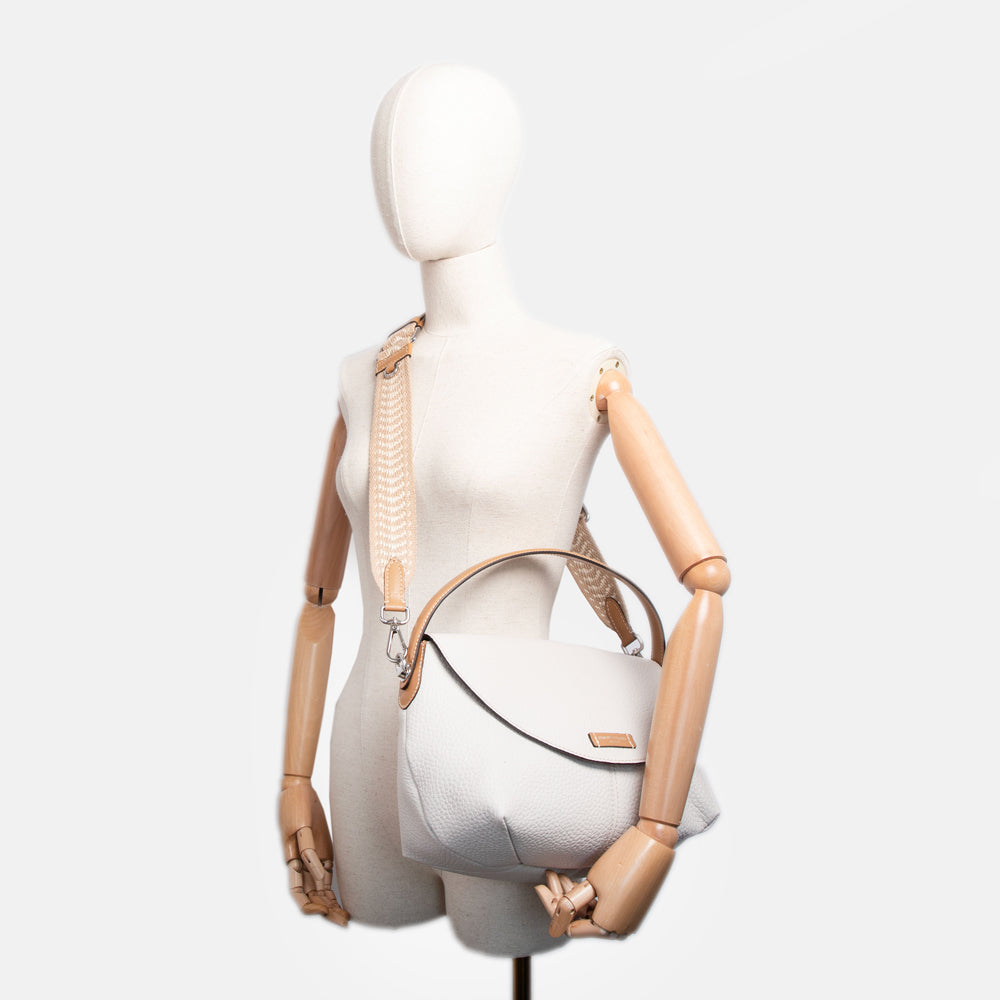 Marble White Leather Alessandra Shoulder Bag, made in Italy by Gianni Chiarini