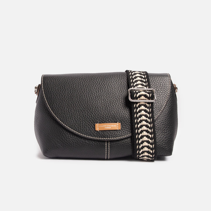 Black Leather Alessandra Shoulder Bag, made in Italy by Gianni Chiarini