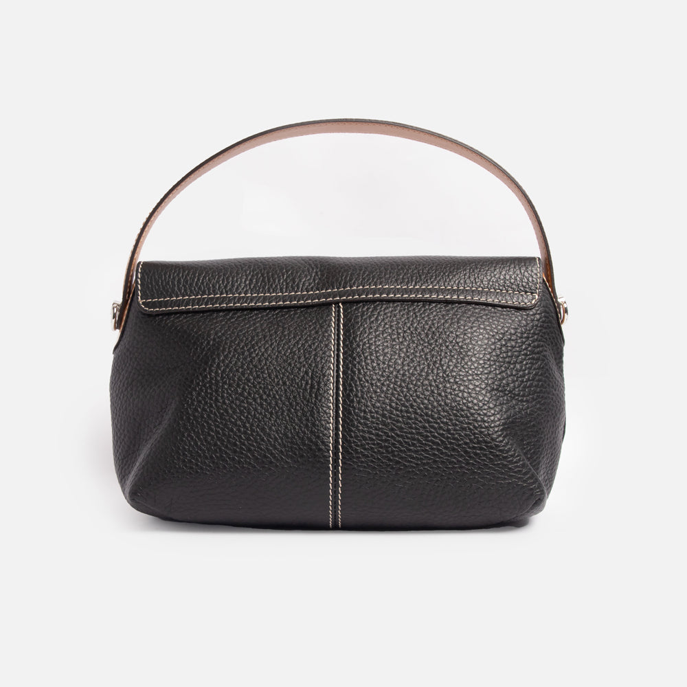 Black Leather Alessandra Shoulder Bag, made in Italy by Gianni Chiarini