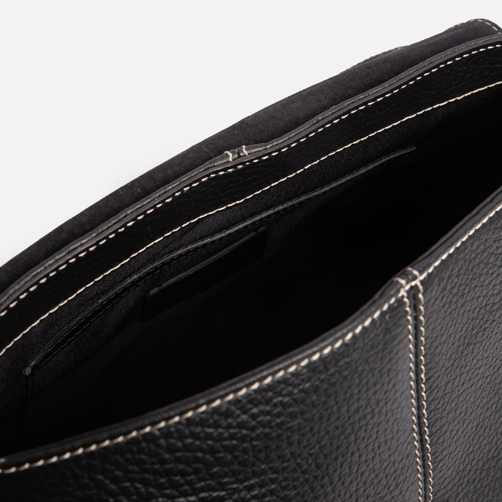 Black Leather Alessandra Shoulder Bag, made in Italy by Gianni Chiarini