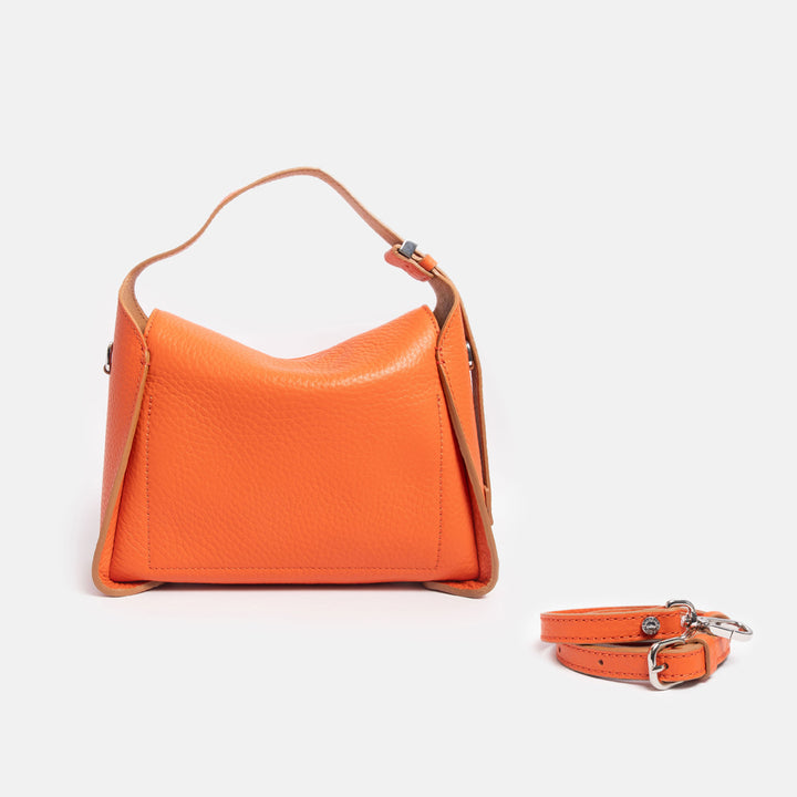 Coral Orange Leather Penelope Shoulder Bag, made in Italy by Gianni Chiarini