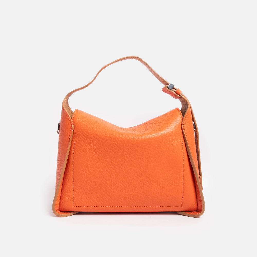 Coral Orange Leather Penelope Shoulder Bag, made in Italy by Gianni Chiarini