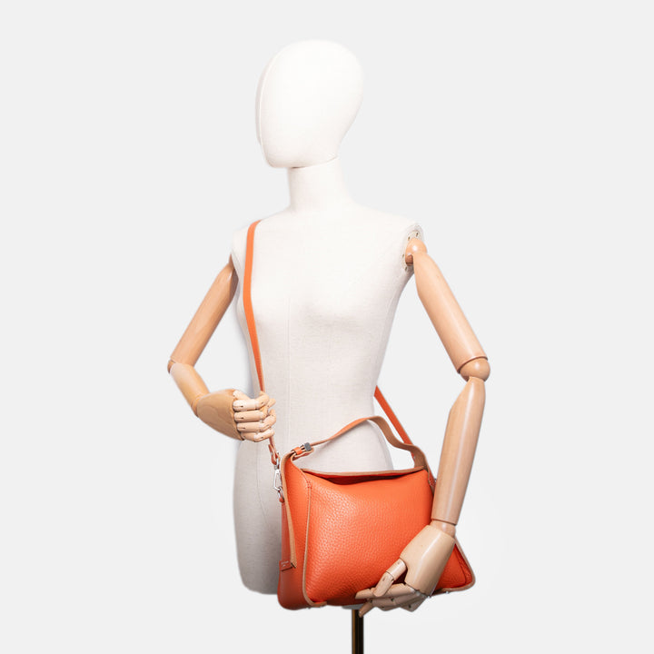 Coral Orange Leather Penelope Shoulder Bag, made in Italy by Gianni Chiarini