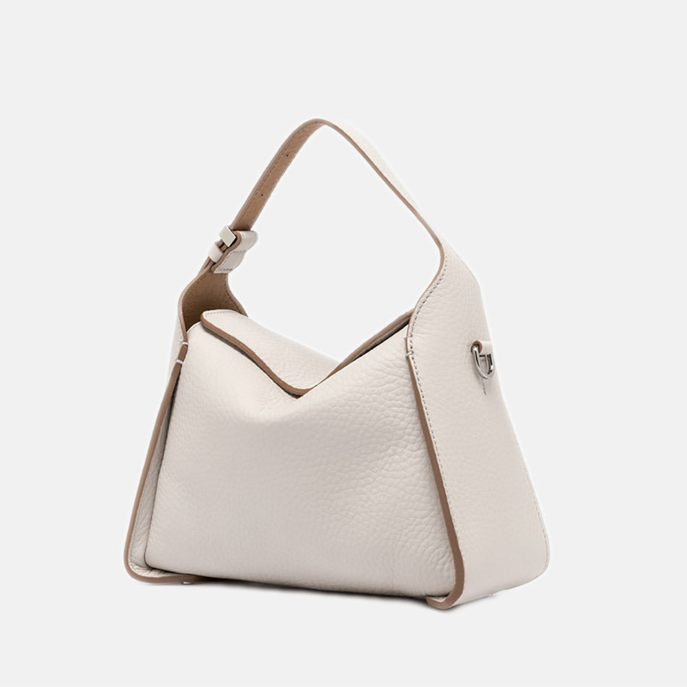 White Leather Penelope Shoulder Bag, made in Italy by Gianni Chiarini