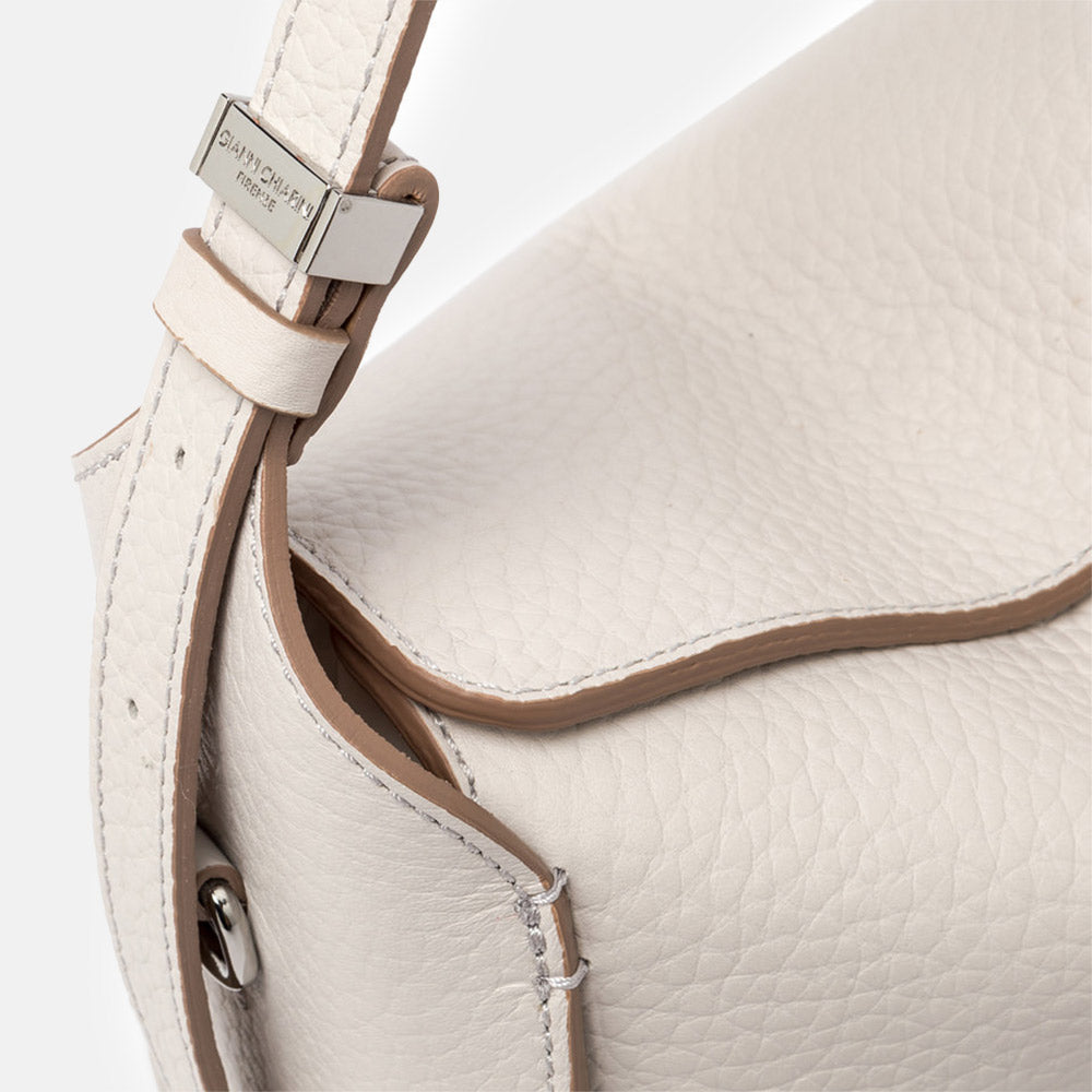 White Leather Penelope Shoulder Bag, made in Italy by Gianni Chiarini