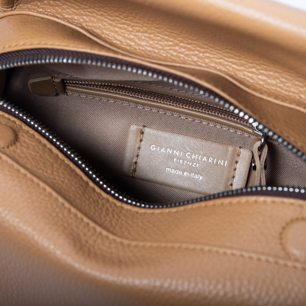 Tan Leather Amina Shoulder Hand bag, made in Italy by Gianni Chiarini