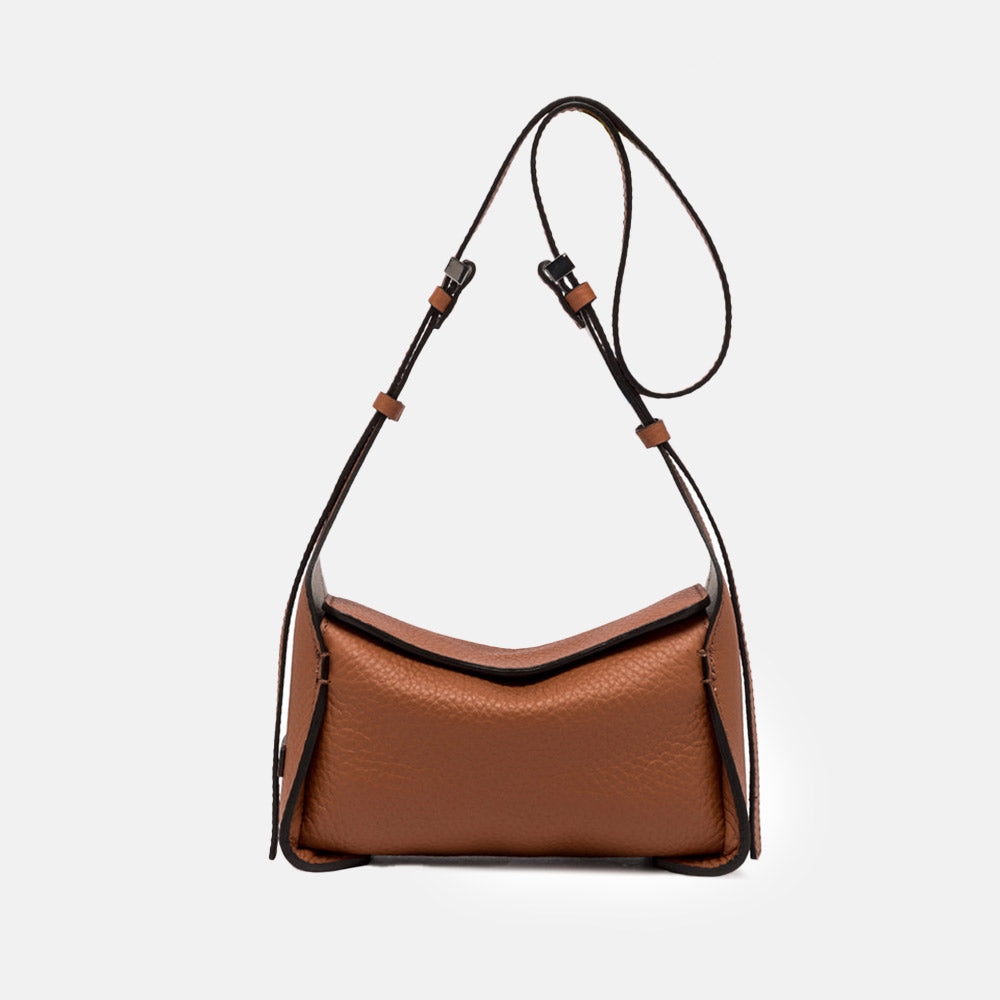 Caramel brown Leather Penelope Crossbody Bag, made in Italy by Gianni Chiarini