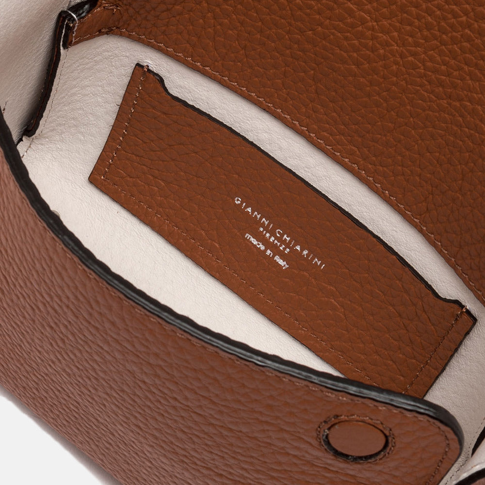 Caramel brown Leather Penelope Crossbody Bag, made in Italy by Gianni Chiarini