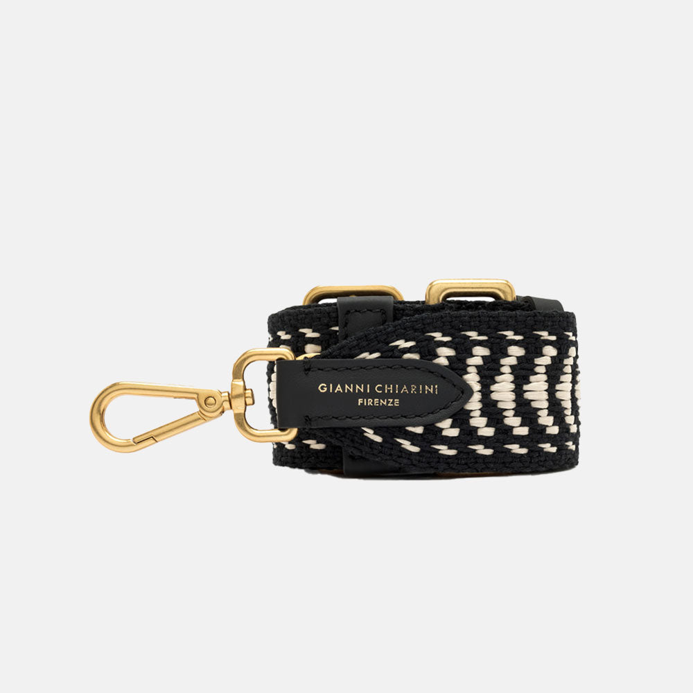 black & cream chevron stripe raffia handbag strap