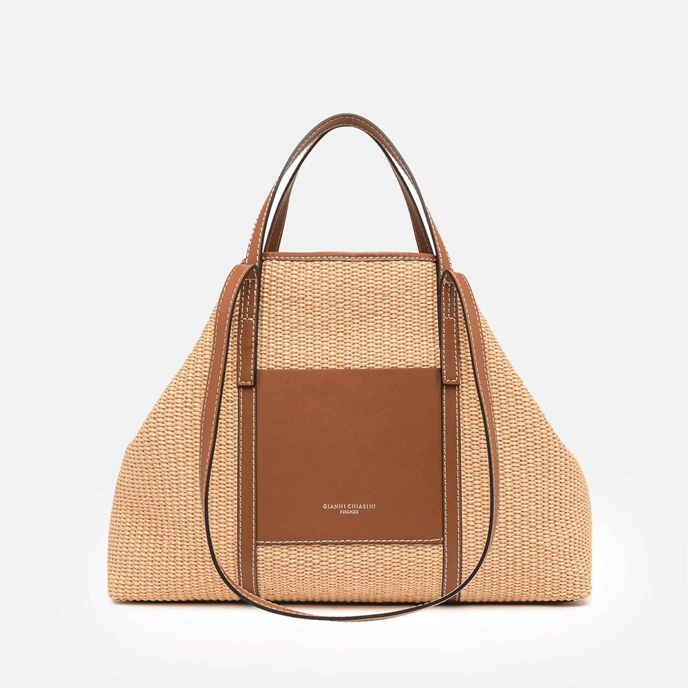 Tan Woven Leather Superlight Tote Bag, made in Italy by Gianni Chiarini