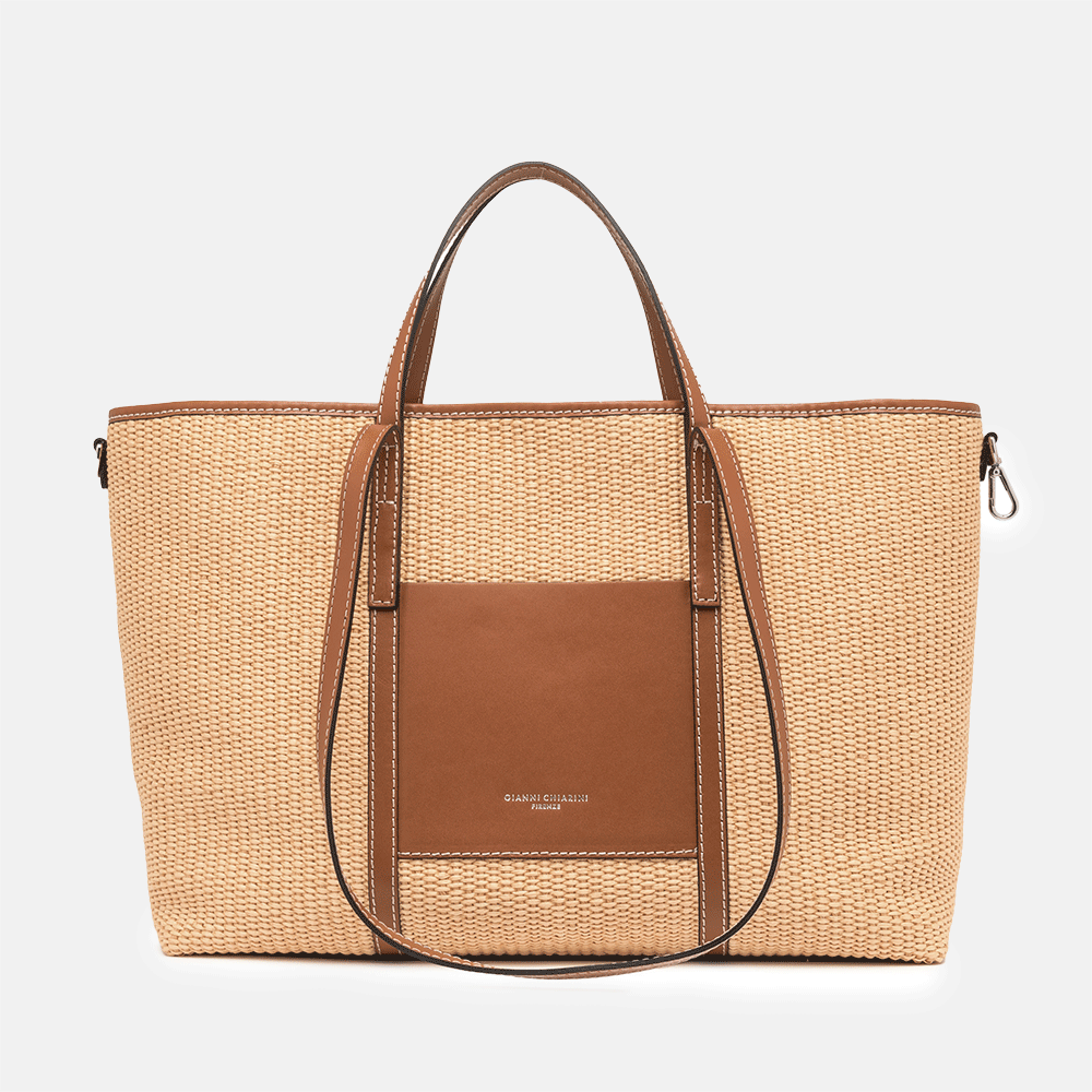 Tan Woven Leather Superlight Tote Bag, made in Italy by Gianni Chiarini