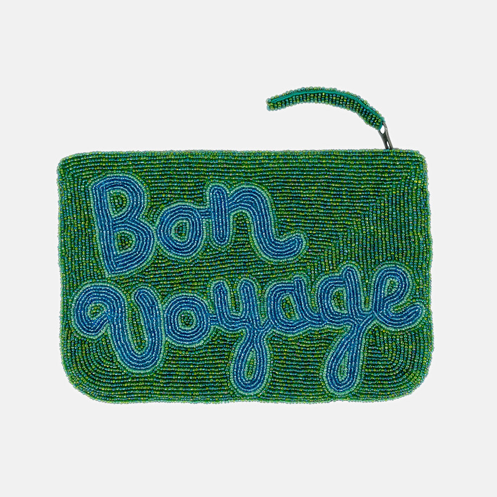 Green/Blue Bon Voyage Beaded Clutch Bag