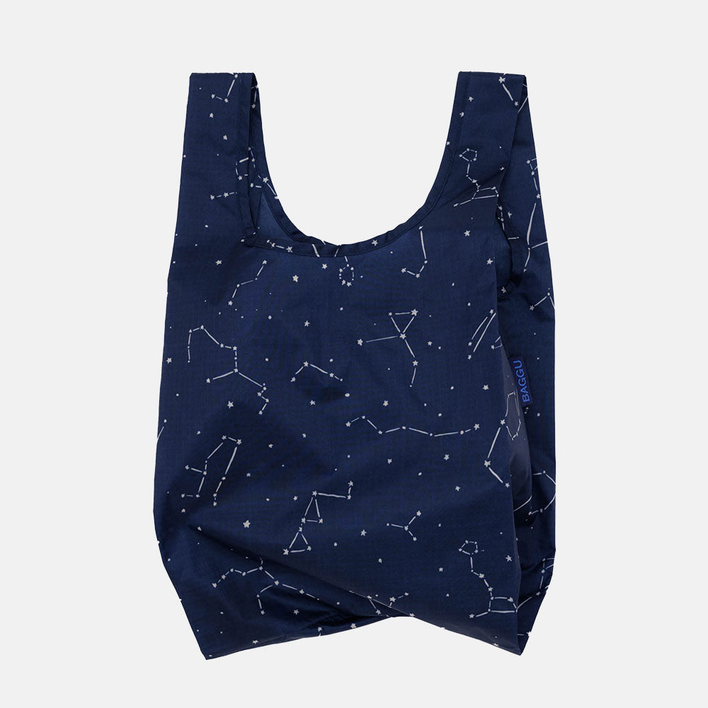 Midnight blue constellation recycled nylon small shopper tote bag by Baggu