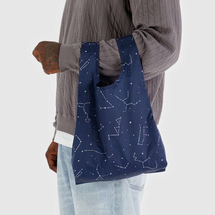 Midnight blue constellation recycled nylon small shopper tote bag by Baggu