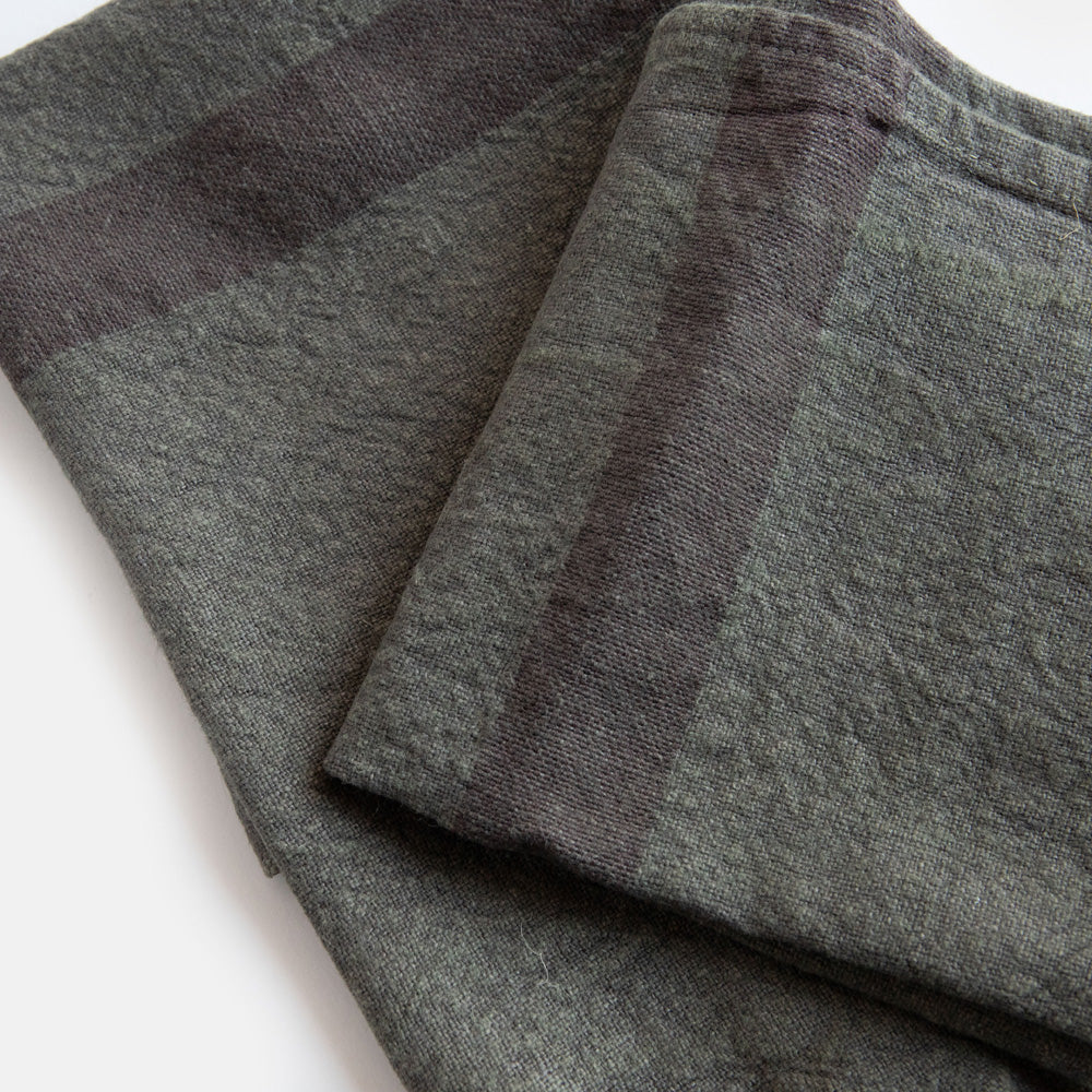 set of 2 graphite grey washed linen placemats with dark grey central stripe