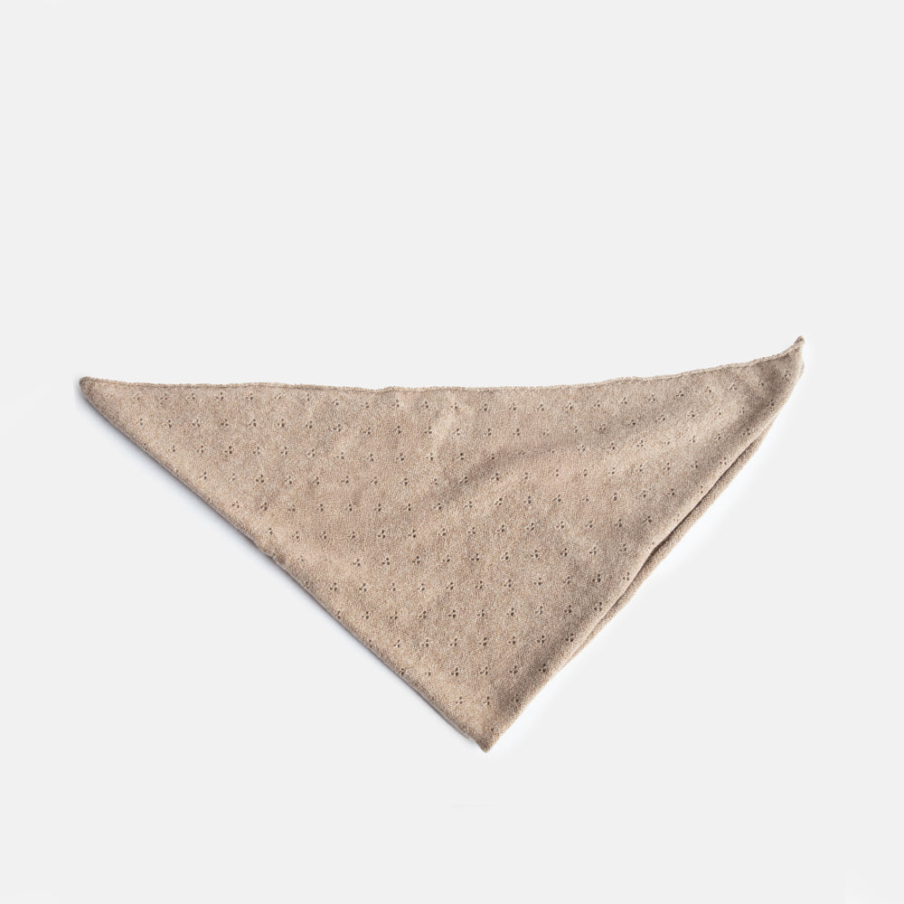 Biscuit Taupe Lambswool Pointelle Neckerchief