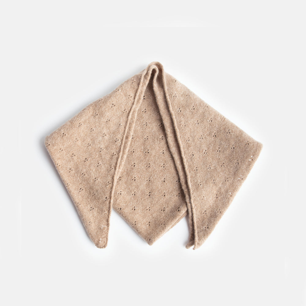 Biscuit Taupe Lambswool Pointelle Neckerchief