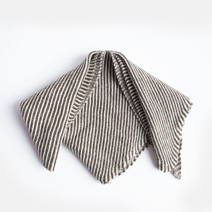 brown & oatmeal stripe triangle wool scarf