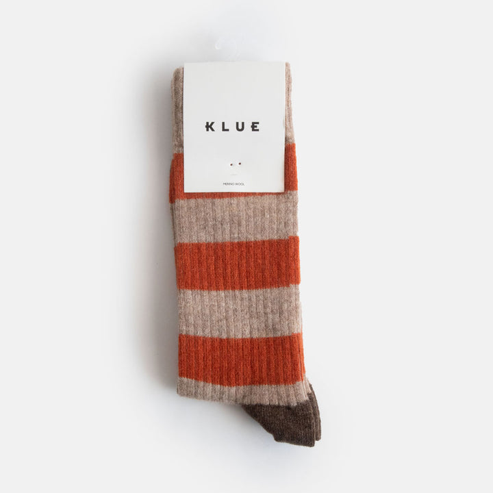 Men's Rust/Oatmeal Stripe Merino Socks