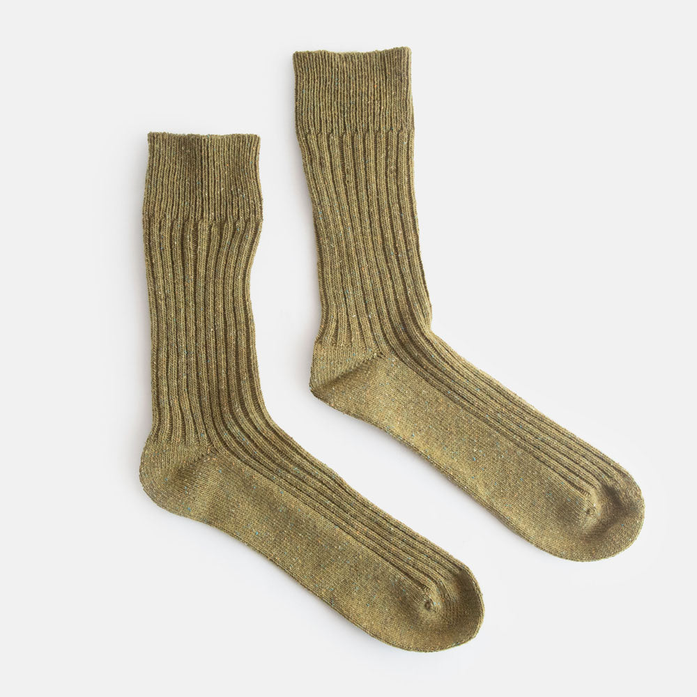 men's khaki green wool & silk blend socks