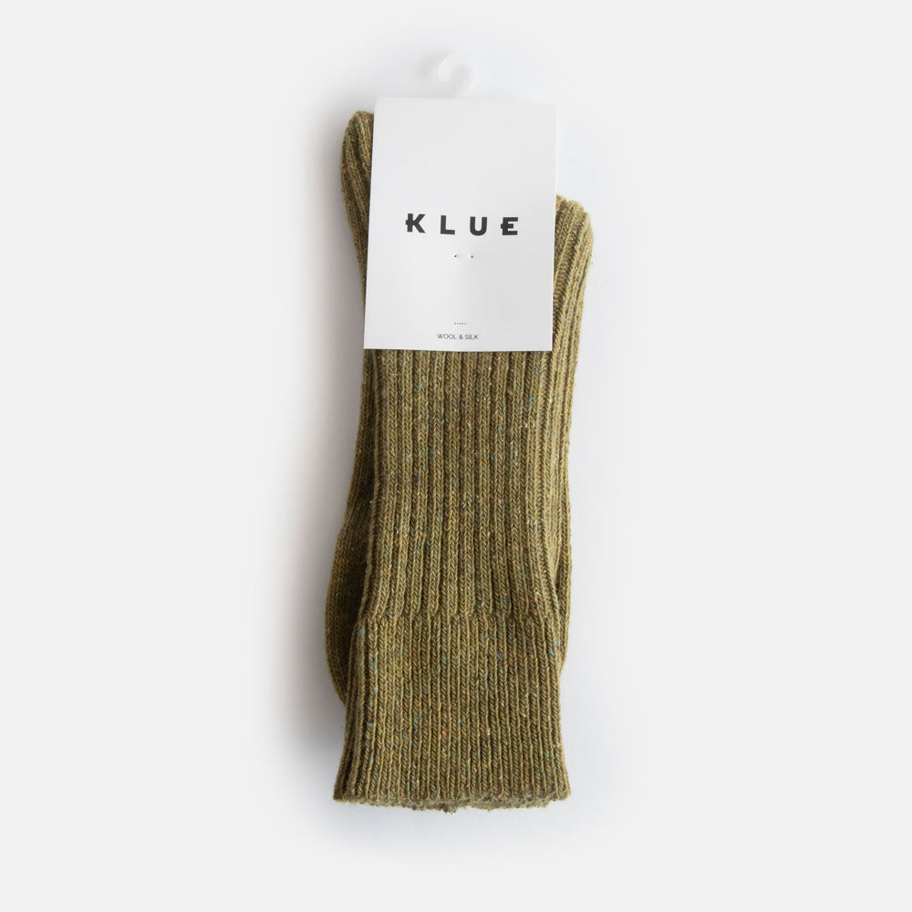 men's khaki green wool & silk blend socks