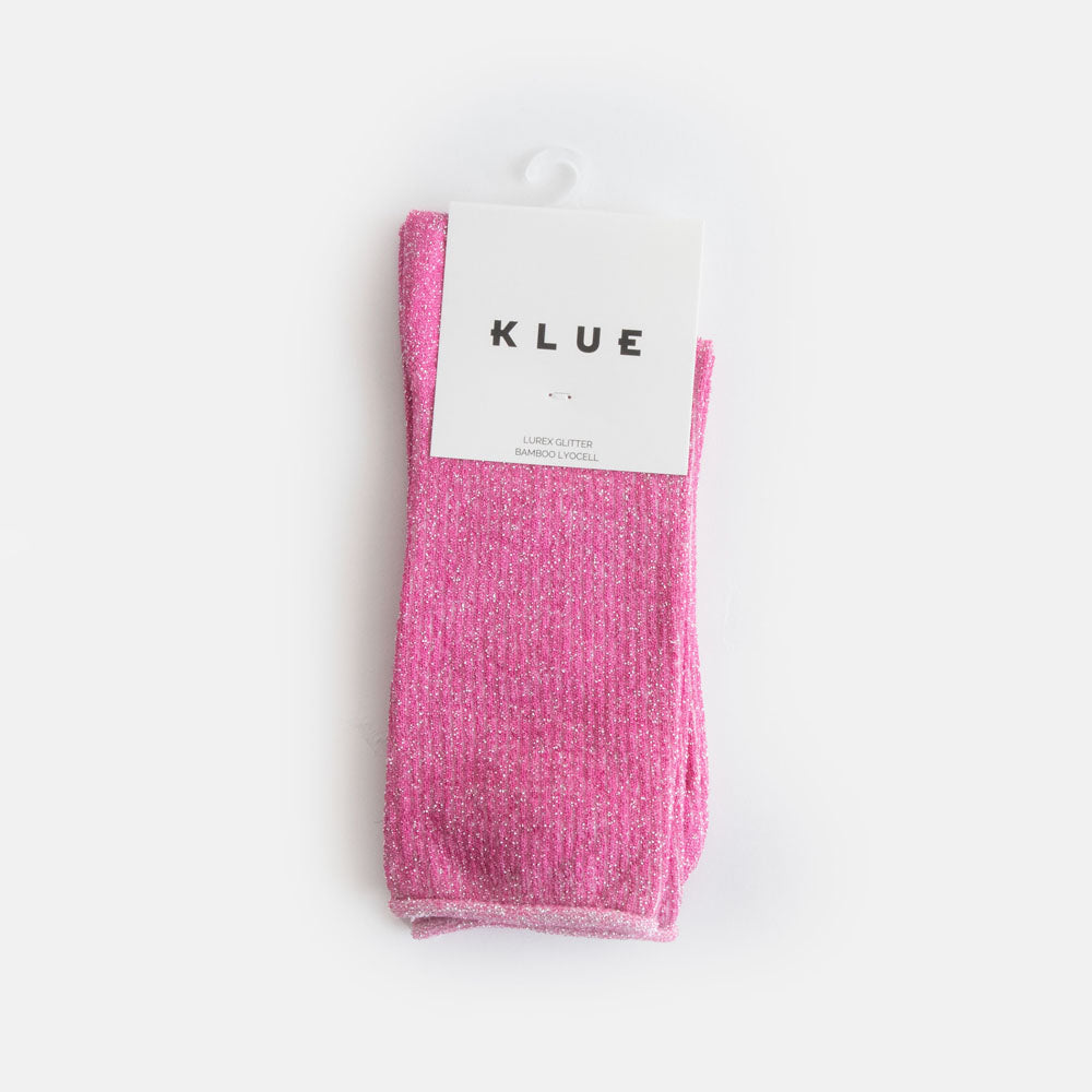 women's mid calf length fuchsia pink sparkle rib bamboo socks