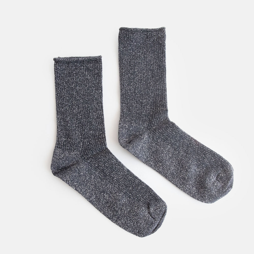 women's mid calf length charcoal grey sparkle bamboo socks