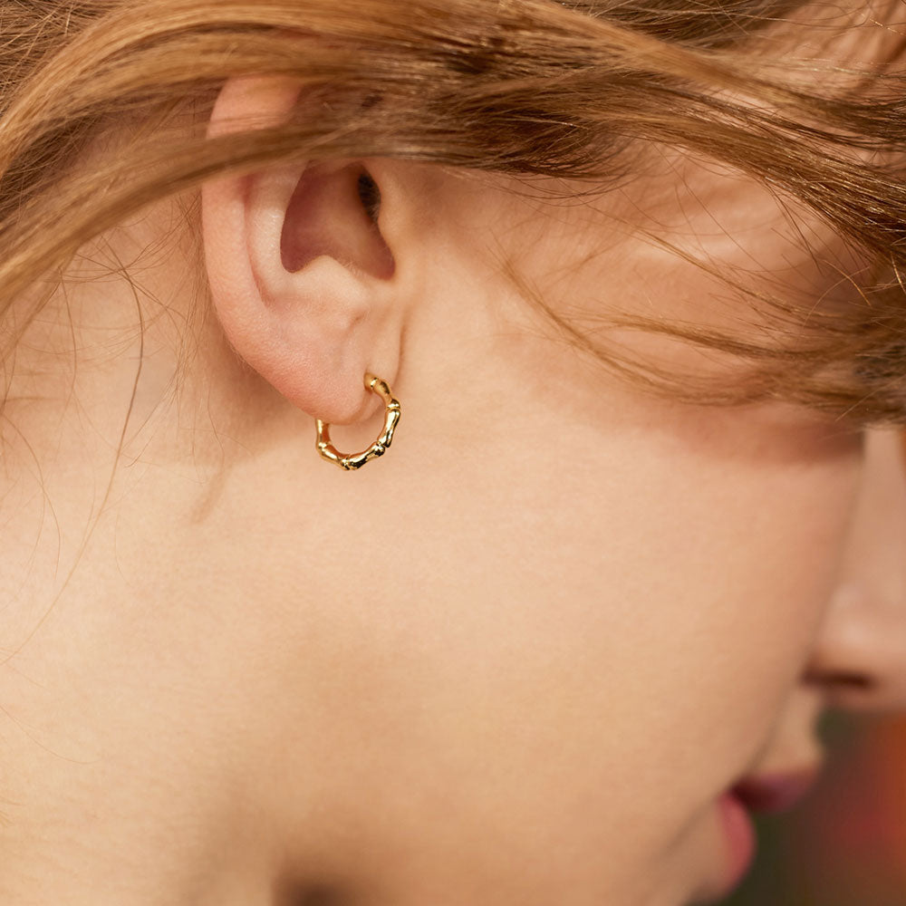 Gold Bamboo Hoop Earrings – Caroline Gardner - Main Image
