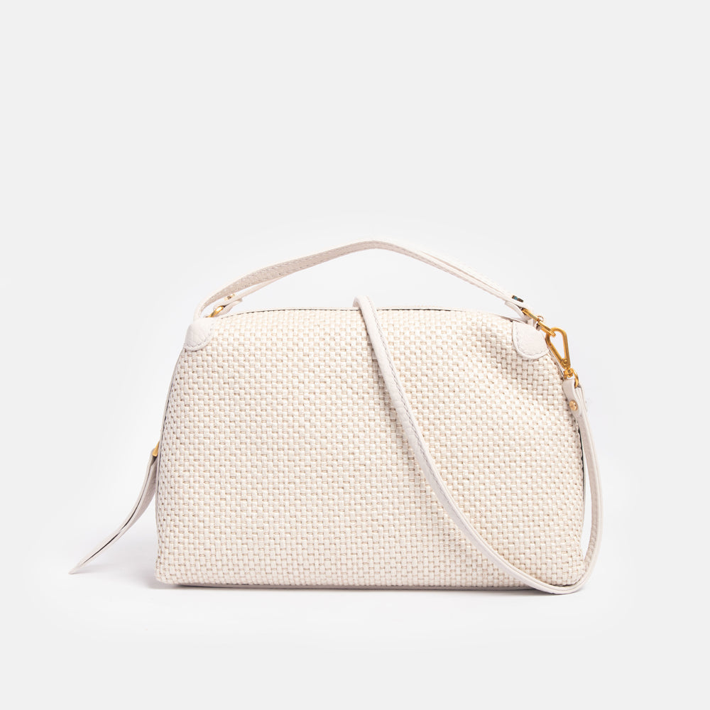 marble white woven straw large alifa handbag, made in Italy by Gianni Chiarini