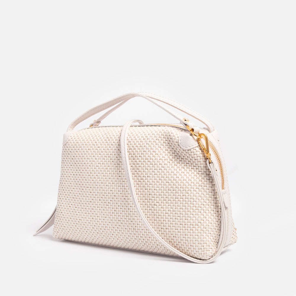 marble white woven straw large alifa handbag, made in Italy by Gianni Chiarini