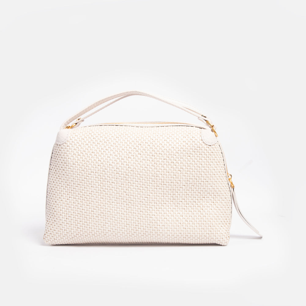 marble white woven straw large alifa handbag, made in Italy by Gianni Chiarini