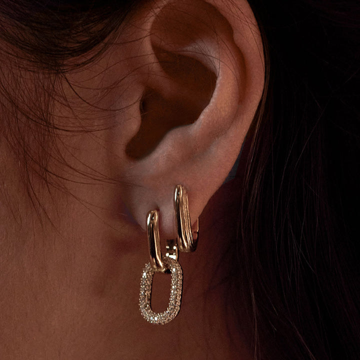 gold plated ridged hoop hinge earrings