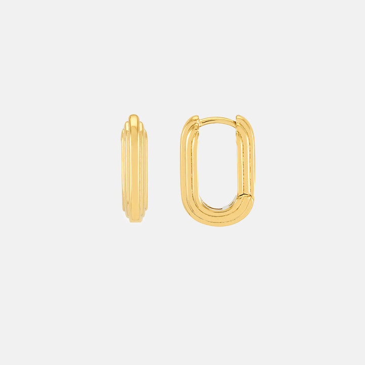 gold plated ridged hoop hinge earrings