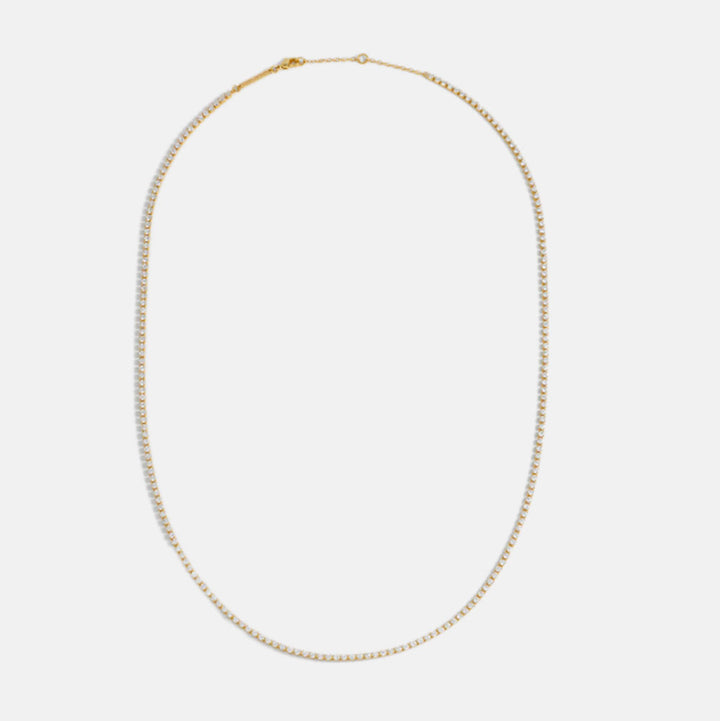 gold plated tennis necklace set with cubic zirconia