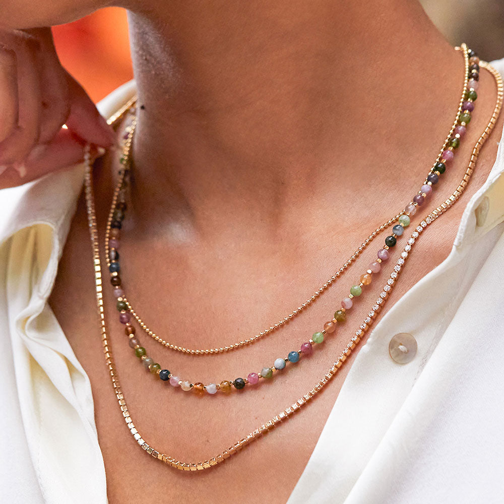 gold plated tennis necklace set with cubic zirconia
